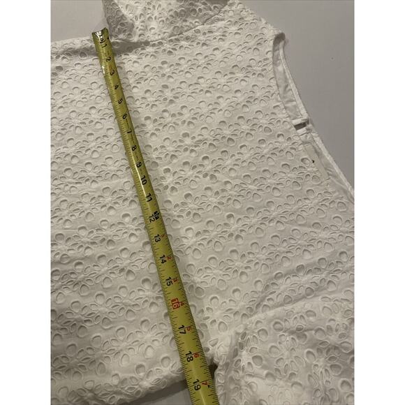 Kate Spade White Mini Dress 6 Small Eyelet Short Sleeve Shift $378 Bridal Cotton - Picture 5 of 10